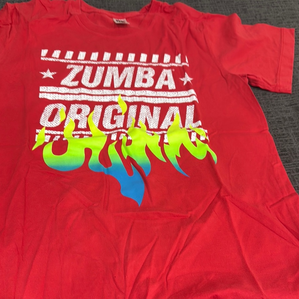 Zumba Fitness Red Short Sleeve Tee with Bold Graphic Design